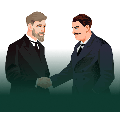 Laurin and Klement shaking hands